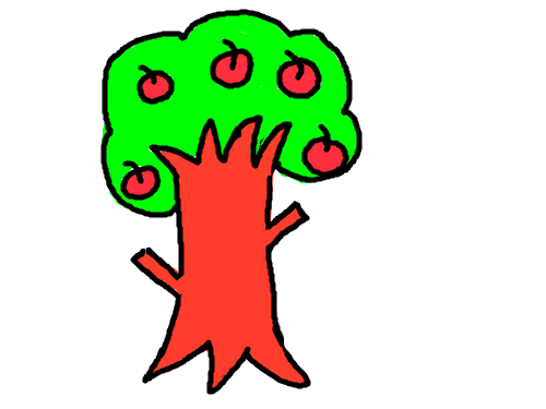사과 나무 : 사과가 열린 나무 스케치판 ,sketchpan