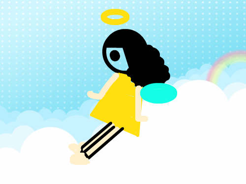 노란천사 : 노란옷을 입은 천사가 구름위에서 놀고있다. 스케치판 ,sketchpan