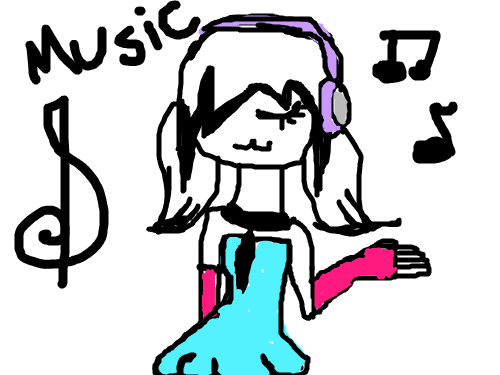 music ! ! ! : this picture shows that this girl realy loves music 스케치판 ,sketchpan