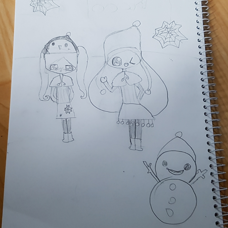 학교에서 .. : 학교에서 친구랑 그림그리기대결 할 때   그렸어욤ㅎ.ㅎ 근데 친구가 양갈래는 뭔가 너무 만화 같대요ㅠ.ㅠ 부끄러워 하는 건데ㅠ.ㅠ 스케치판 ,sketchpan