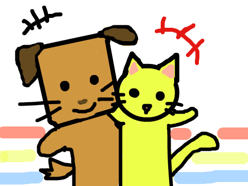 개, 고양이 : 개랑 고양이랑 어깨ㅣ동무 스케치판 ,sketchpan