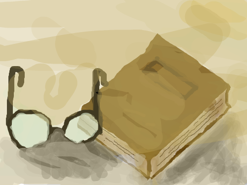 안경과 낡은 책 : ......... 스케치판 ,sketchpan