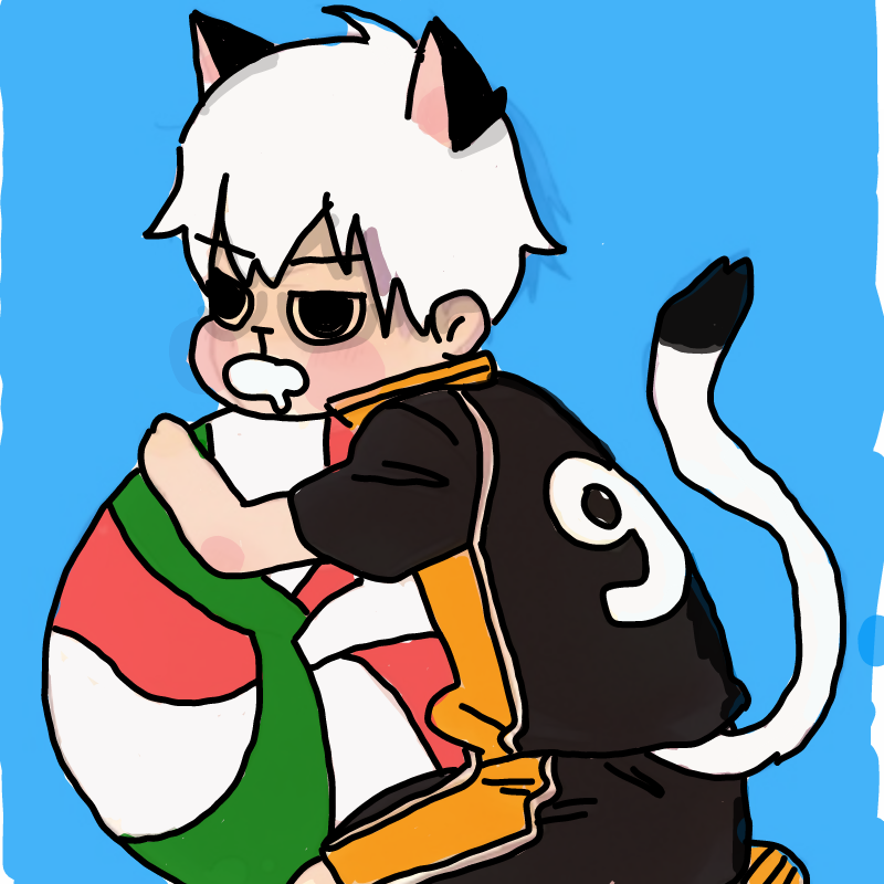 하이큐 포.. : 하이큐 포즈 트레+자캐얼굴+고양이=? 스케치판 ,sketchpan