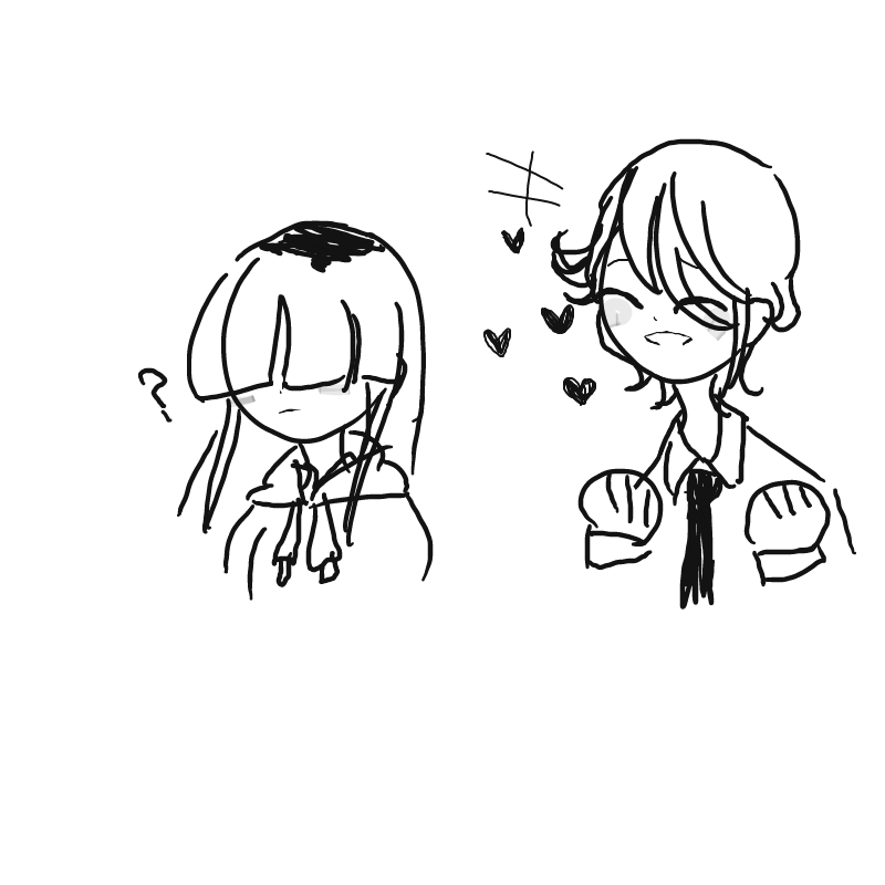 초콜릿을 .. : 초콜릿을 좋아하는 럽
왼쪽:초콜릿(친구캐)
오른쪽:럽(페스캐) 스케치판 ,sketchpan