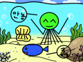 바닷속 풍경-조연재 : 문어,조개,물고기...................................썰렁한 바닷속.......................................... 스케치판 ,sketchpan