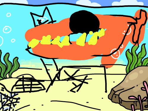 심해 - 이명수 : 심해 물고기가 상어를 잡아 먹는 것 스케치판 ,sketchpan