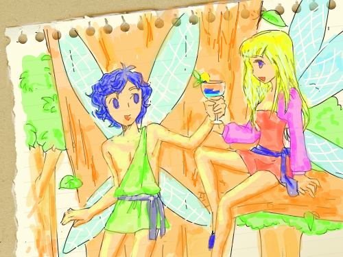 행복한 어느 숲속 : 어느 숲속 에서 보이는 천사들 스케치판 ,sketchpan