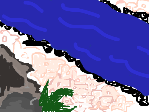 꽃달래 강길 : 강주변 에 꽃이떨어져 꽃길이 만들어졌기 때문에 스케치판 ,sketchpan