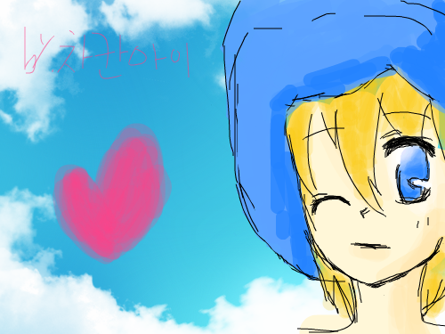 모자쓴 노랑머리소년 : 두번째 작입니더 ㅋ 스케치판 ,sketchpan