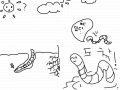 지렁이 : 지렁이가 더위를피해 땅속이로 들어가는것 스케치판 ,sketchpan