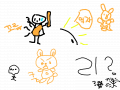 배고픈 원시인의 처참한 죽음 : 원시인이 토끼 발에 깔려 죽음 스케치판 ,sketchpan