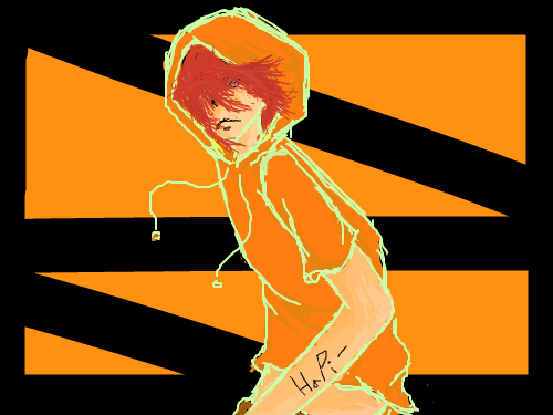 후드 : HaPi의 두번째(?)작품이옵니다. 후아후아..뭔손이 이리아픈지..역시..타블렛을 쓰고싶다능..광마우스따위..아, 요번껀..배경때문에 미치는줄알았네요.쩝, 스케치판 ,sketchpan