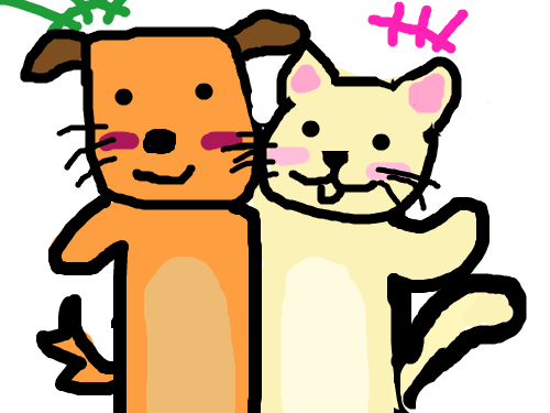 강아지와 고양이 : 강아지와고양이를그린것이다 스케치판 ,sketchpan