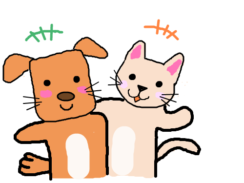 강아지와 고양이 : 사이가 좋아진 고양이와 강아지 스케치판 ,sketchpan