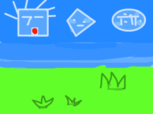 뇌피주인공과 풀밭 : 뇌피주인공 옆에 뇌피친구들 스케치판 ,sketchpan