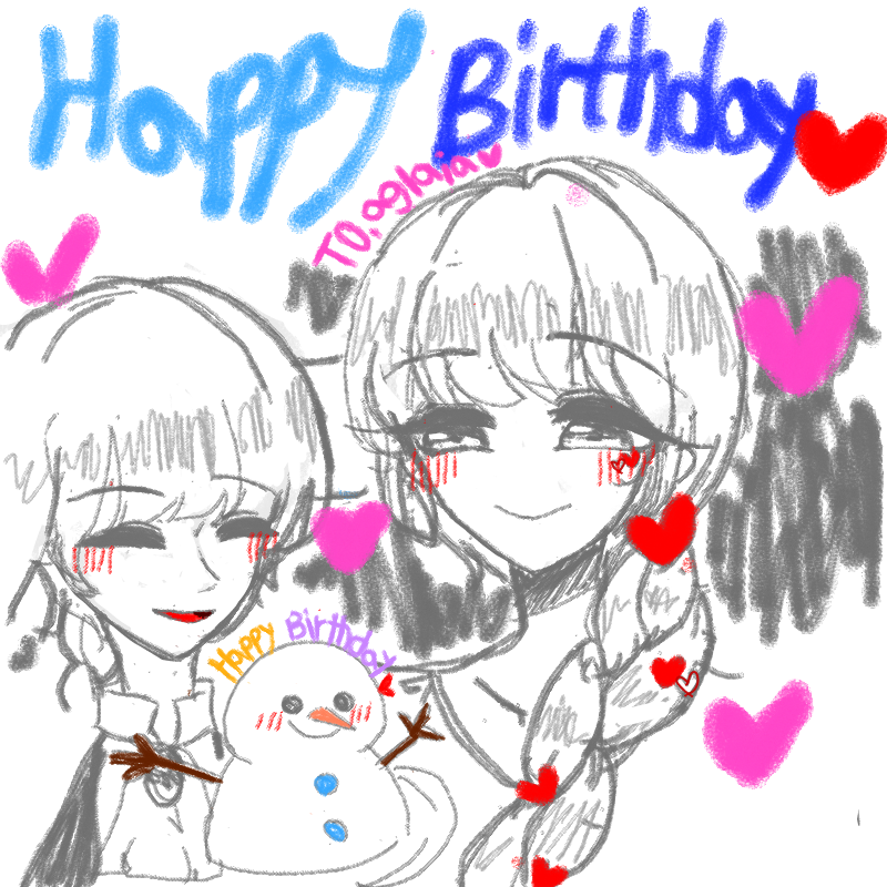 조금 늦었.. : 조금 늦었지만 aglaia님 생일축하해요!!♥기뻐하는 aglaia님이랑 옆에서 축하해주는 저를 그리고 싶었슴다ㅎㅎ항상 너무 이쁜 댓그림들 고마워요ㅠㅠ 앞으로도 더 친하게 지냈으면 좋겠네요!!!♥다시한번 생일축하해요! 스케치판 ,sketchpan