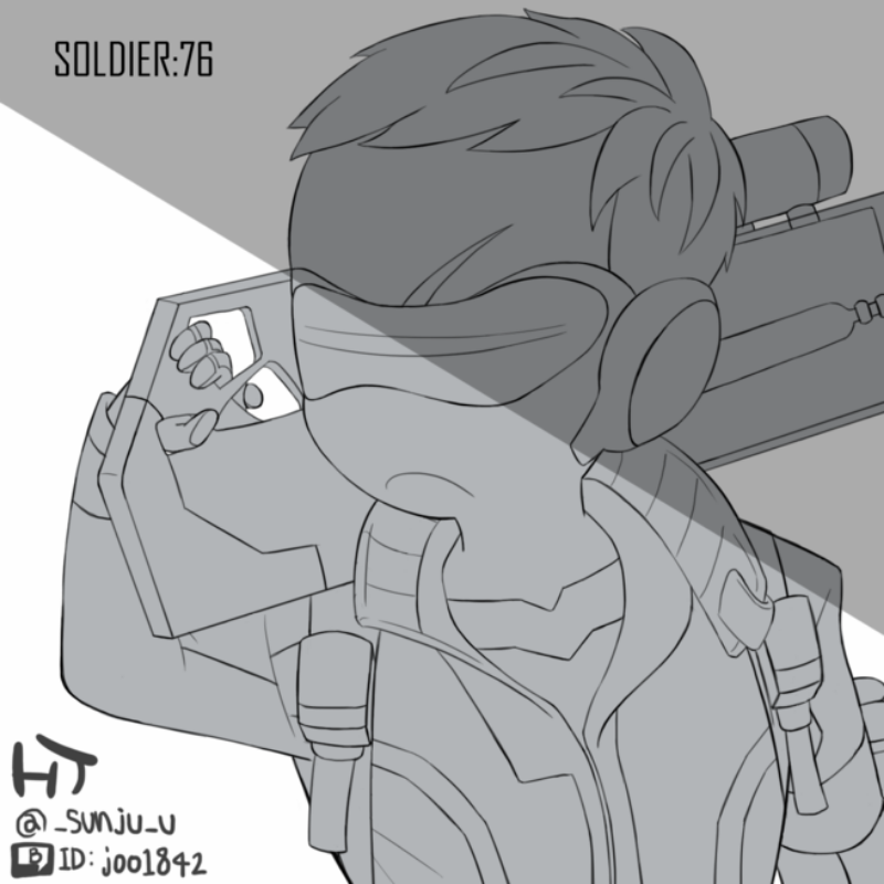 SOLDIER:76 .. : SOLDIER:76 으 색칠 너무 귀찮아서 걍 끝내버림 스케치판 ,sketchpan