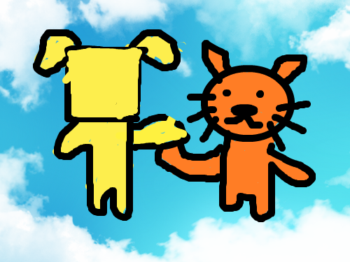 개와고양이 : 친구이다 스케치판 ,sketchpan