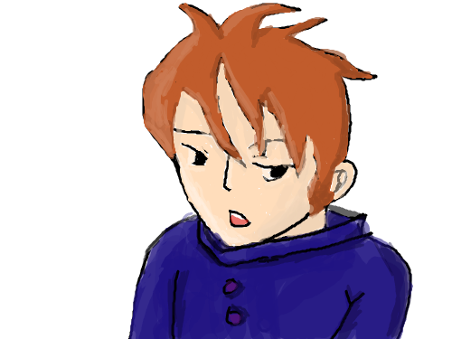 갈색머리 남자 : 갈색머리 남자가 어색하게 서있음. 스케치판 ,sketchpan