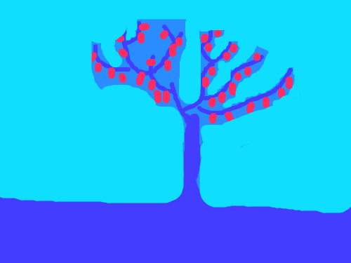 빨간열매가 달린 나무(미완성작) : 아.....나무를 밤, 새벽, 아침, 점심, 저녁으로 할려고 하니깐 너무 안되는데요....(무리인가봐ㅠㅠ마우스로 ** 클릭질 해대고ㅋ) 스케치판 ,sketchpan