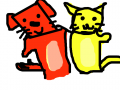 친구 : 고양이와 강아지가 친구가 되었다. 스케치판 ,sketchpan