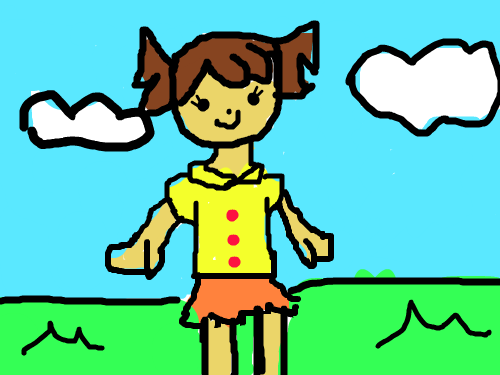 여자 : 여자의 발이 짤렸다. 스케치판 ,sketchpan