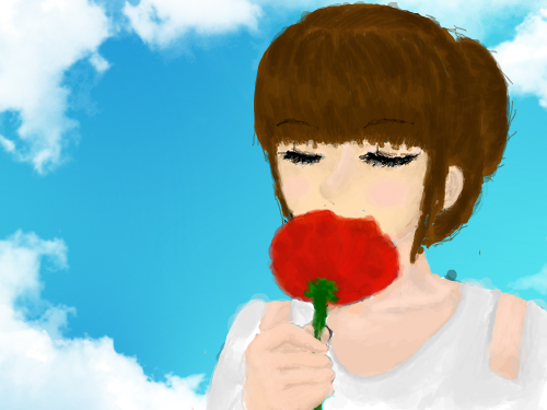 꽃을 든 소녀 : 시험기간인데ㅋㅋㅋㅋ 스케치판 ,sketchpan