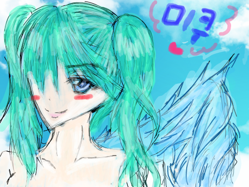 미쿠(자작) : 미쿠를 그려봤네요 ㅎ 스케치판 ,sketchpan