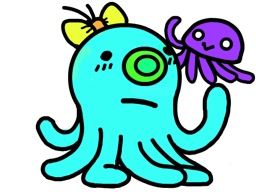 귀여운 바다속 친구들 : 문어와 아기 문어랑 함께 놀고 있는 것을 나타낸 것이다. 스케치판 ,sketchpan