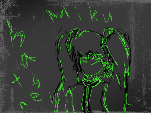 하츠네미쿠(?) : 면상망했다... 스케치판 ,sketchpan