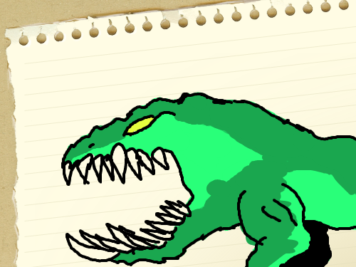 악어 : 종이위에 끄적인 악어 스케치판 ,sketchpan