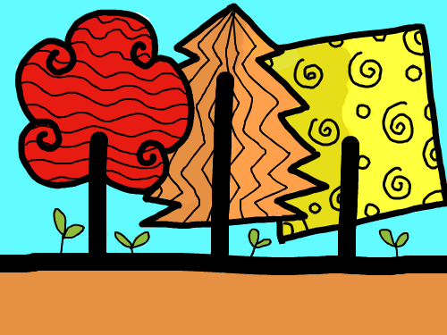 레인보우 트리 : 무지개색으로 나열되 있는 나무들입니다.빨간색, 주황색, 노란색 계열... 스케치판 ,sketchpan