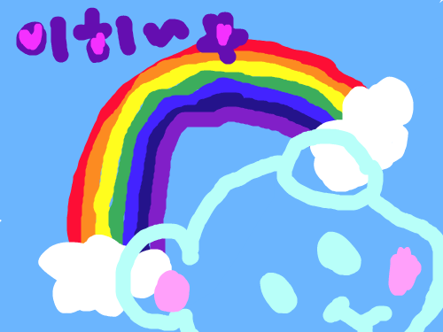 이히 : 곰이 무지개보고 웃는가요...(..)? 스케치판 ,sketchpan