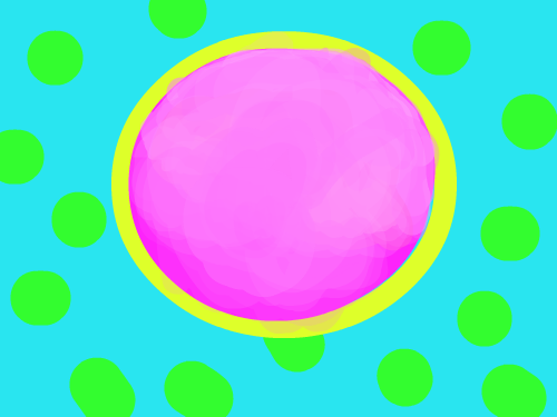 Yellow and pink ball : A tellow and pink ball with blue and green behind it. My Draw PAN number two... I think it큦 nice! Is is큡t so easy to draw an nice pan! 스케치판 ,sketchpan