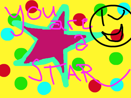 You are a STAR! : A blue and pink star. Very funny! 스케치판 ,sketchpan