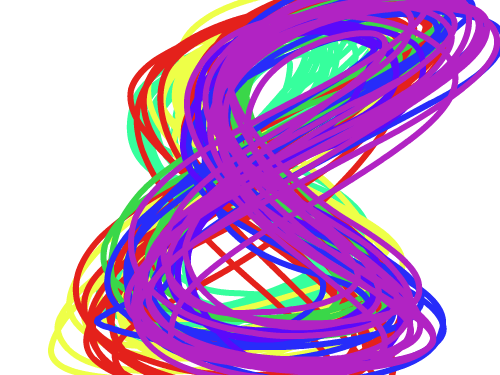 8자 : 색상별 8자를 덧칠했다 스케치판 ,sketchpan