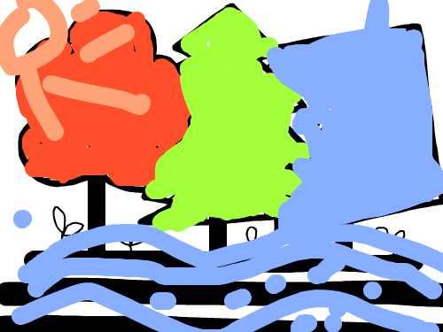 바다 : 나무가있는바다 스케치판 ,sketchpan