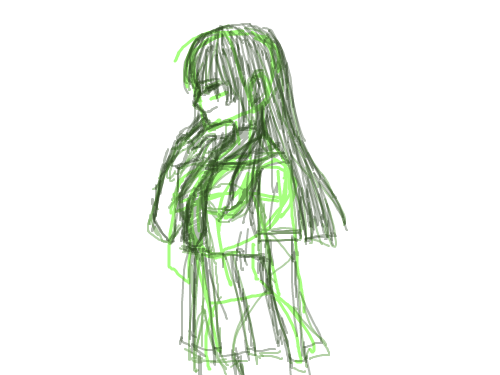 소녀 낙서 : 오랜만에 여기서 그림을 그렸는데 음... 어색하다 스케치판 ,sketchpan